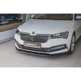 Накладка сплиттер на передний бампер Вариант2 на Skoda Superb III рестайл